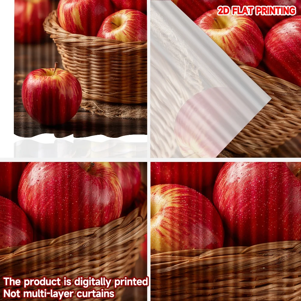 2D الطباعة المسطحة 2 قطعة سلة الستائر من التفاح الطازج الرقمية المطبوعة البوليستر الستائر الأسرة حزب الديكور مثالية للباب