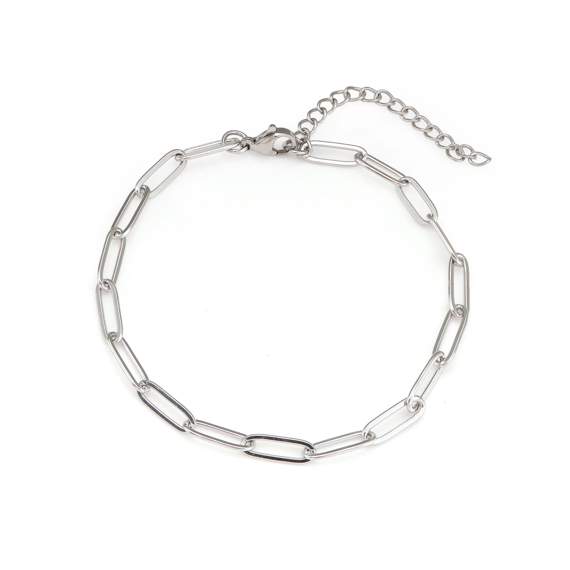 19cm Gold Stainless Steel Paperclip Chain Bracelet Flat Oval Link Jewelry Bulk Wholesale Supplier Custom