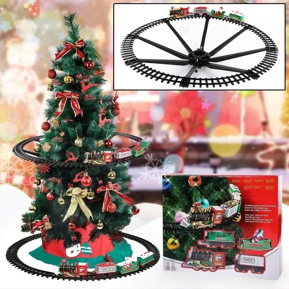 Train Toys Circular Track Railway Car Toys Christmas Train Tree Decoration Track Electric Toys for Kids Holiday Decoration Toys