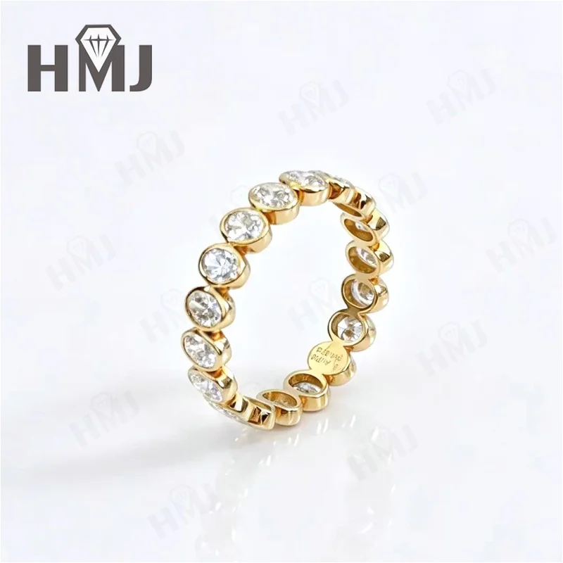 Diamantring DEF VS-VVS Ovaler Schliff Massiv 10K 14K 18K Gelbgold Hochzeit Antrag Versprechen Party Geschenk für Damen Charms Täglicher Gebrauch – Detail 4