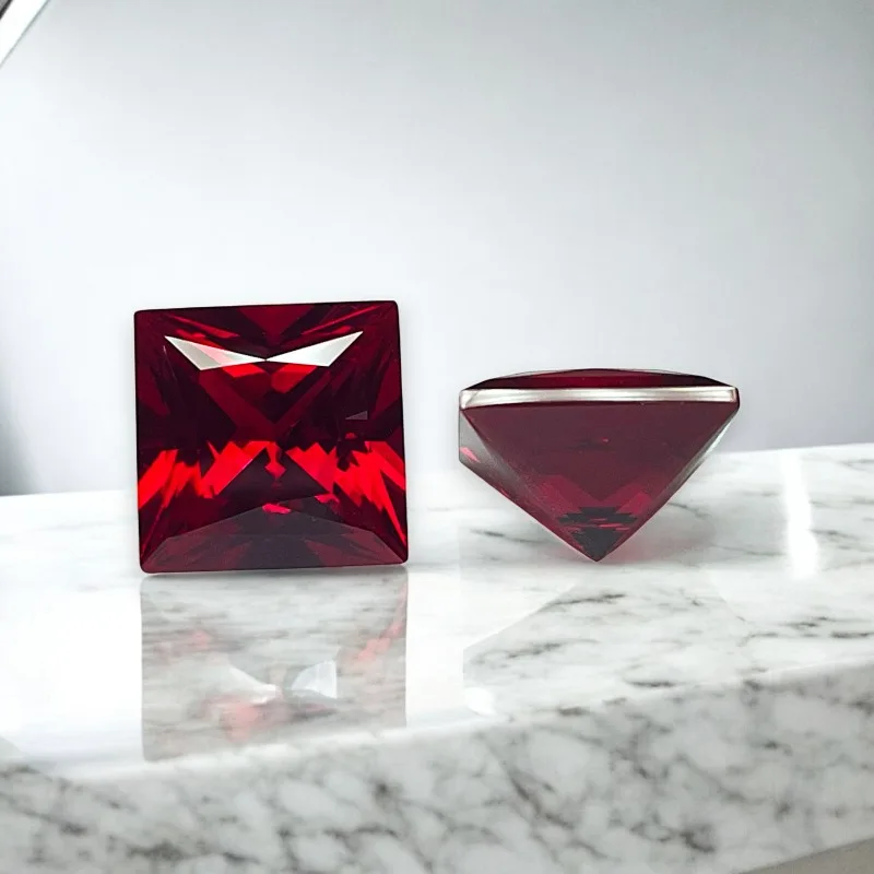 Lab Grown Ruby Pigeon Blood Red Color Princess Shape Charms Gemstone for DIY Jewelry Making Materials Selectable Certificate