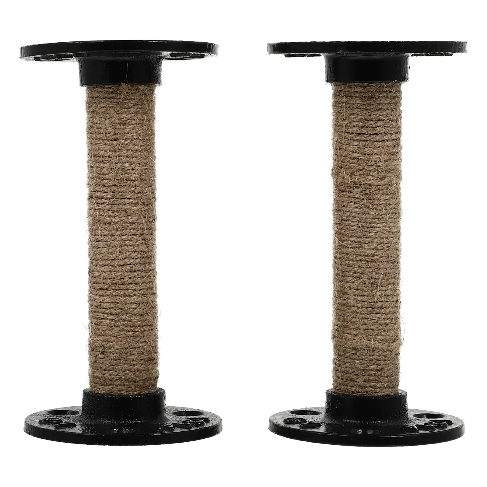 2 Pack Iron Shelf Brackets with Hemp Rope Brown Wall Mounted Supports Easy Installation for DIY Shelves