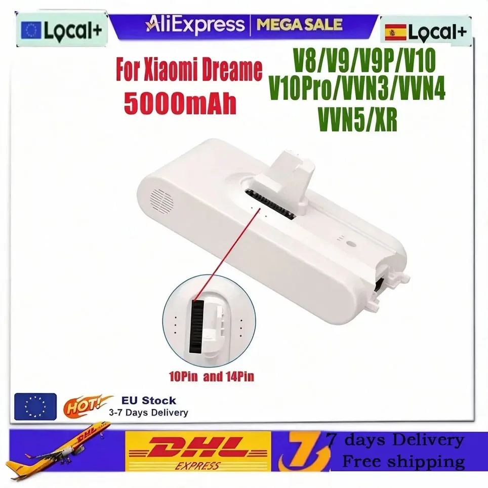 Für Xiaomi Ersatz-Staubsauger – Ersatzakku Dreame V8 V9 V10 V10Pro VVN3 VVN4 VVN5 XR Lithium-Ionen-Akku (5000 mAh)