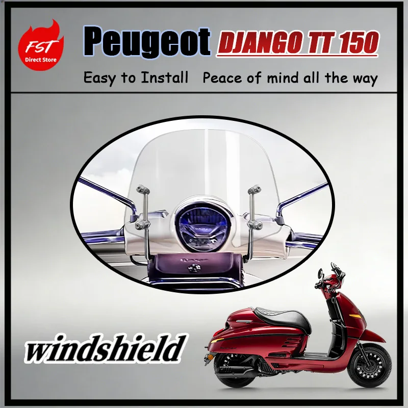 Clear Windscreen for Peugeot Django 150 TT150 | High Definition Anti-Yellowing Original Hole Direct Fit Fairing
