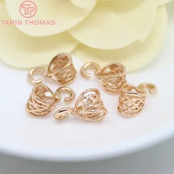 (2408)6PCS 6.5x12.5MM 24K Champagne Gold Color Plated Brass Necklace Charms Connector High Quality Diy Jewelry Accessories