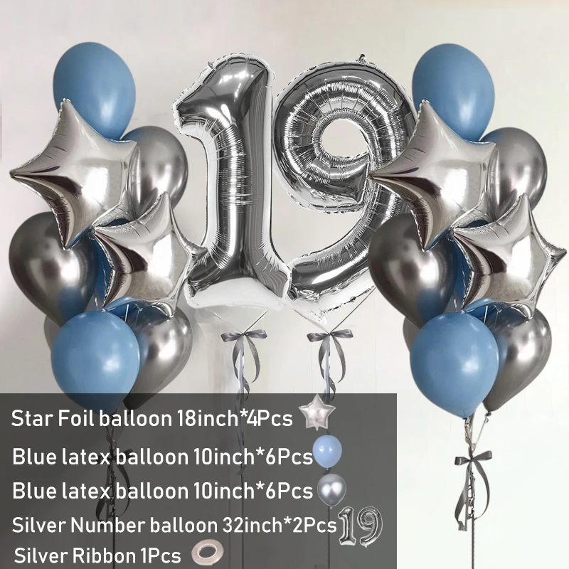 1set Rose Gold Birthday Balloon Set With 32inch Number Balloons Heart Foil Balloons For Ceremony Party Aniversary Decoration