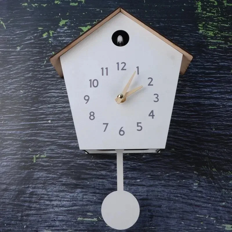 Wooden Creative Art Living Room Cuckoo Clock Cartoon House Shape Bedroom Wall Clocks Kitchen Luxury Simple Home Decoration