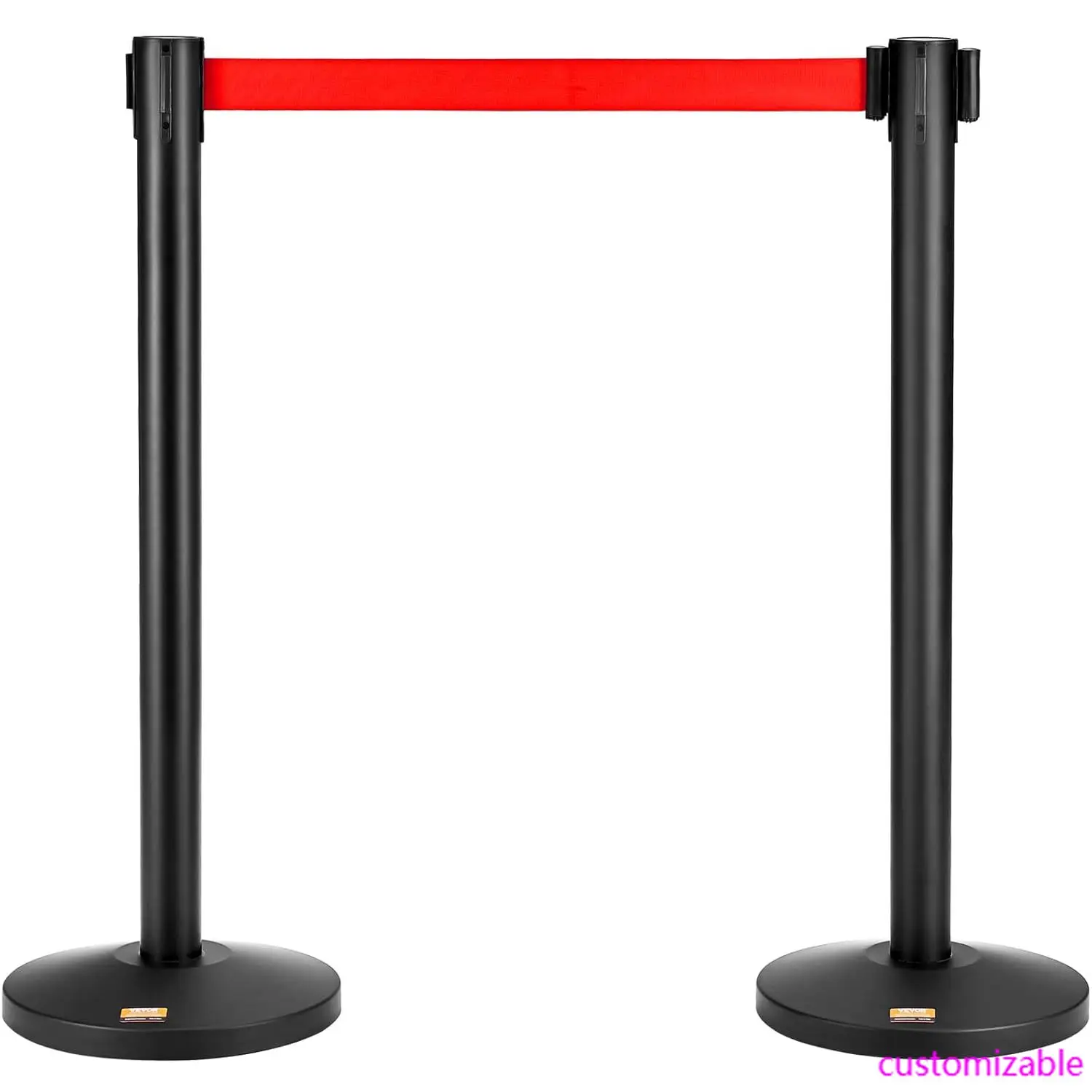 

Crowd Control Stanchions, 2-Pack Crowd Control Barriers, Carbon Steel Baking Painted Stanchion Queue Post with 11FT Red Retracta
