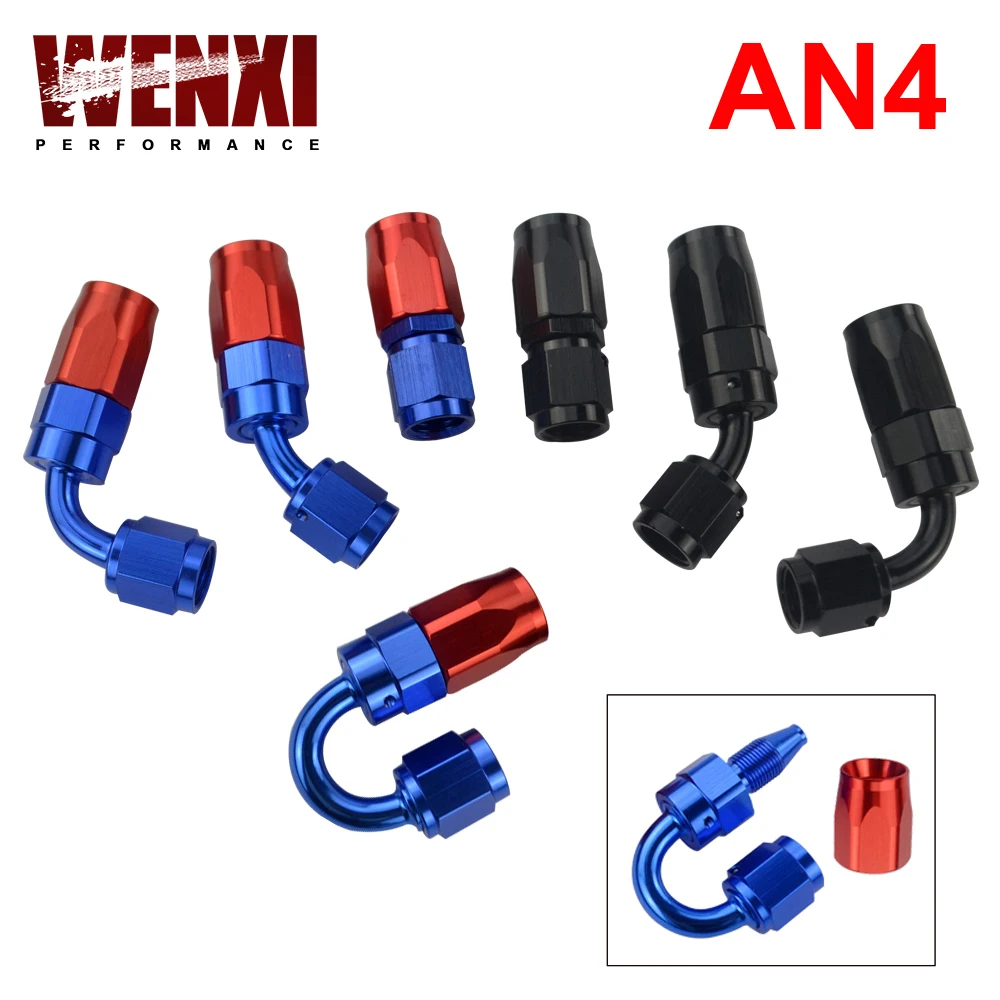 4 AN AN-4 Straight 45 90 180 Degree Aluminum Swivel Hose End Fitting Adapter Oil Fuel Line