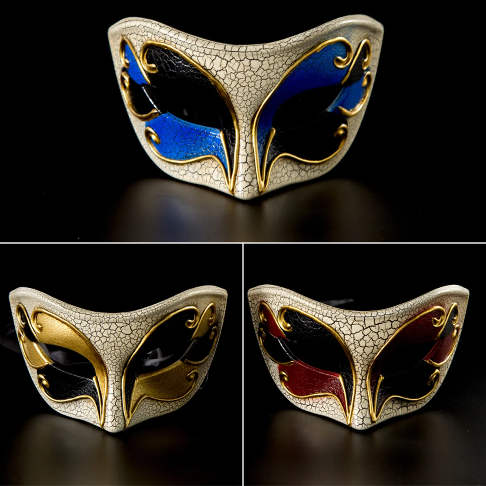 Vintage Carnival Mask Men Musical Venetian Party Halloween Masquerade Ball Crack Half Face Mask For Women Wedding Holiday Mask