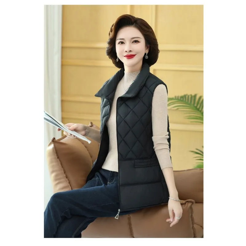 Gilet à la mode revers pause déjeuner gilet coton manteau automne et hiver gilet court polyvalent vers le bas coton gilet