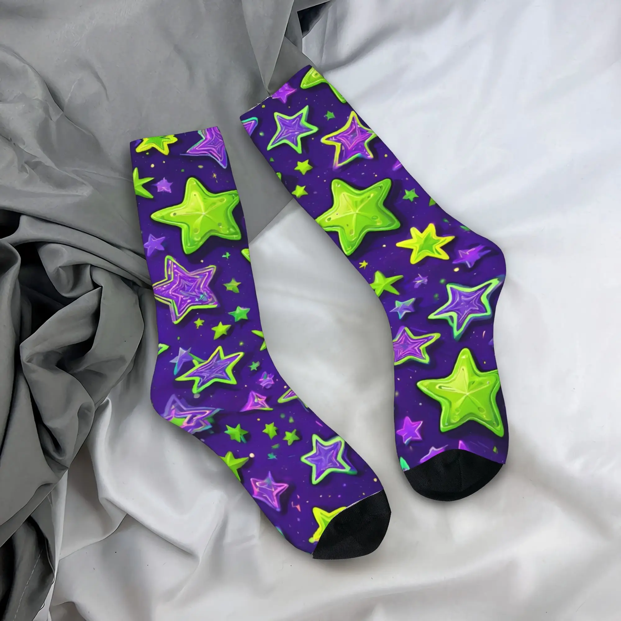 Retro Starry Purple Night Texture Socks  Design Stockings Anti Slip Men Socks Quality Spring Funny Cycling Socks
