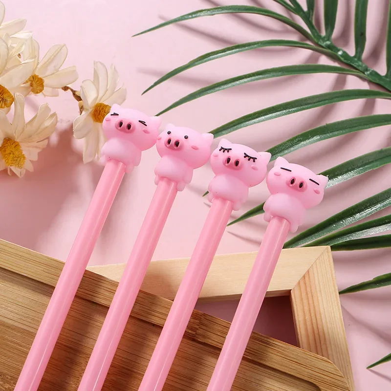 10-unidades-lotes-bonito-piggy-criativo-gel-caneta-dos-desenhos-animados-kawaii-porco-rosa-05mm-caneta-de-tinta-preta-escritorio-rosa-material-escolar-papelaria