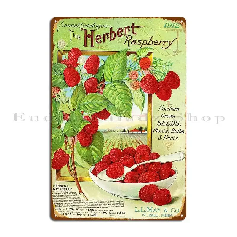 Ll May And Co Raspberry Illustration Metal Sign Retro Garage Garage Printed Pub Plates Tin Sign Poster