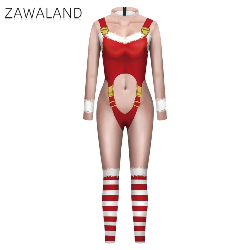 Women\'s Catsuit Christmas Cosplay Costume Zentai Bodysuit Carnival Jumpsuit Festival Party Clothes Suit 3D Printing Anime Dress