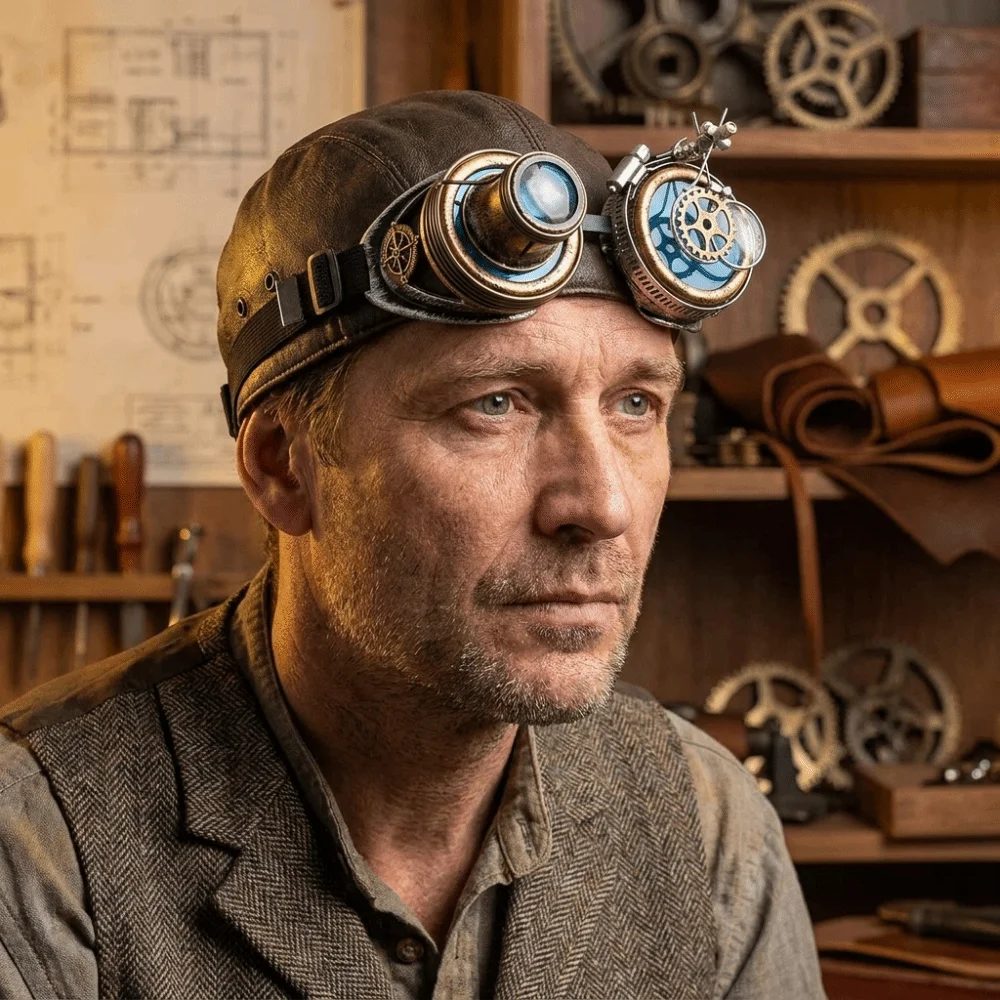 Colored Lenses Steampunk Goggles Detachable Lens Side Magnifier Costume Prop Distressed Frame Exquisite Cosplay Glasses