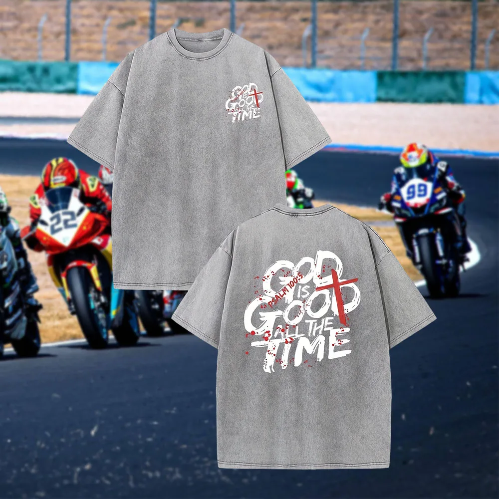 

Breathable Sweat-Absorbent Men's Motorcycle T - Shirt 100% Pure Cotton Washed Cotton New Stylish Casual Design