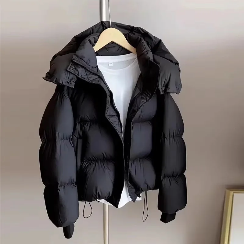 Neue Herbst Winter kurze Jacke Frauen Mode leichte Kapuze Daunen Baumwoll mantel weibliche lose lässige warme Parkas Oberbekleidung