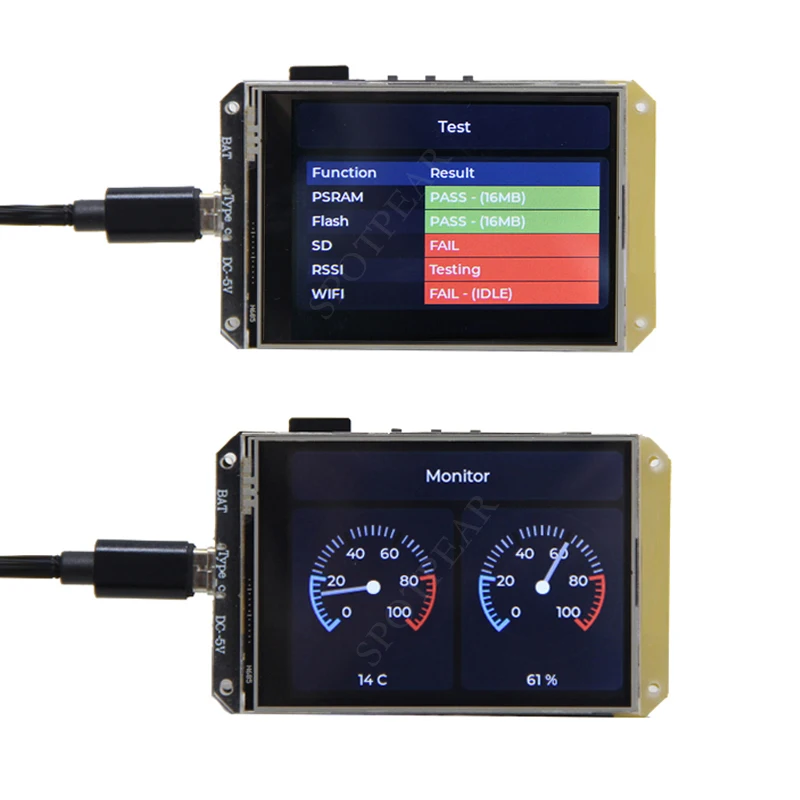 Imagem -04 - Placa de Desenvolvimento T-hmi 2.8 Polegadas Touch Display St7789 Tela Lcd Wifi Bluetooth 5.0 Módulo tipo c Interface Usb Esp32-s3