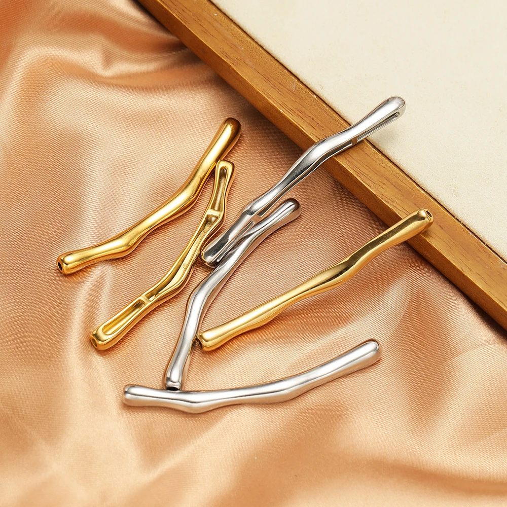 5 Stück 304 Edelstahl Hohlstäbchenperlen, gebogene Röhrenperlen in verschiedenen Farben, Halskettenzubehör für DIY-Schmuckherstellung. – Detail 5
