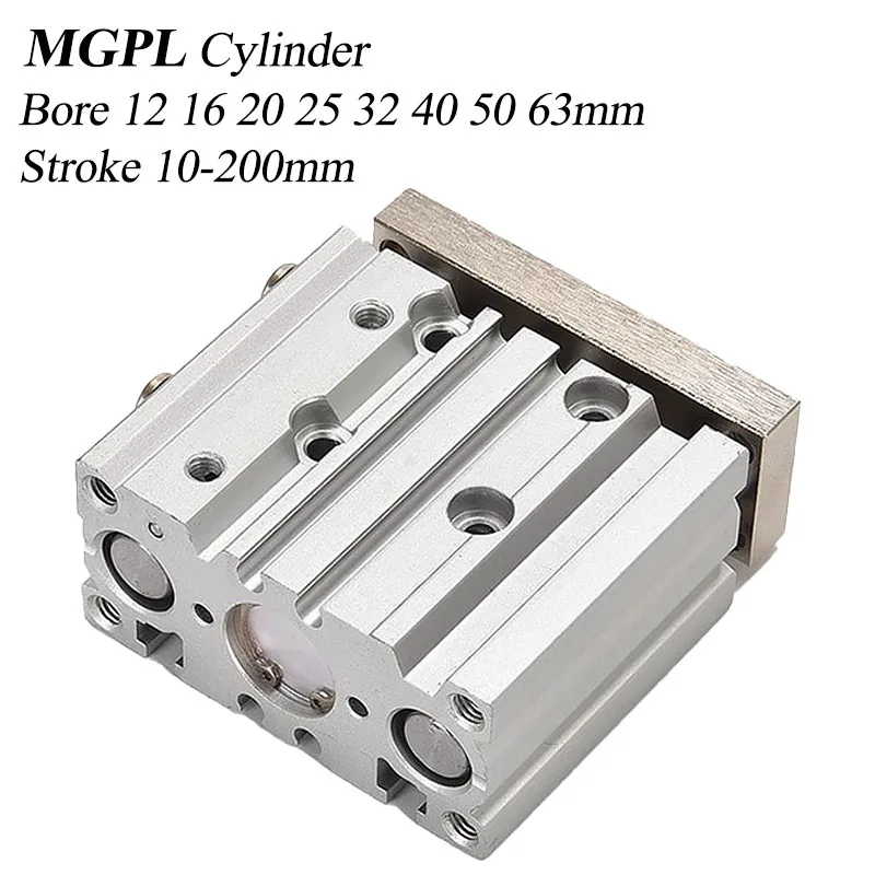 mgpl-20-25-32-40-50-63-10-20-30-40-50-100-200mm-高品質-mgpl-ガイド付き空気圧シリンダー-3-バー-3-軸ボールベアリング
