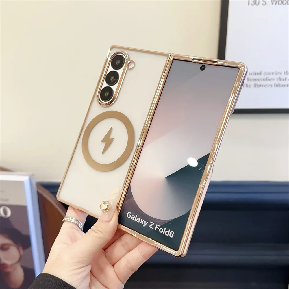 Galvanik Für Magsafe Magnetische Telefon Fall Für Samsung Galaxy Z Fold 7 6 5 4 3 Fold6 Fold5 Fold4 Fold3 stoßfest Zurück Abdeckung