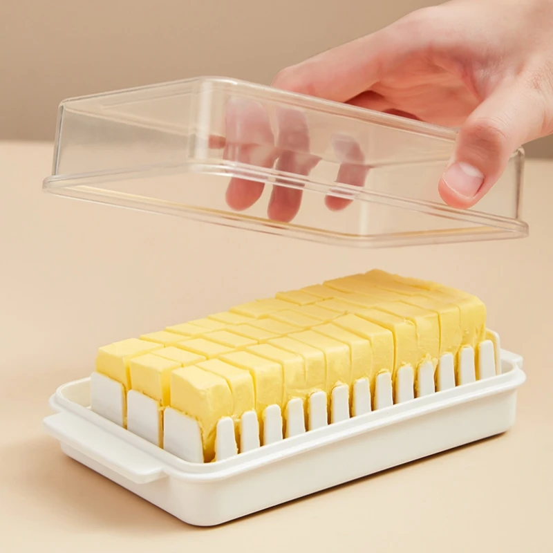 Butter Cutter BPA Free Plastic Clear Lid Dustproof Storage Box Kitchen Fridge Organizer Uniform Cut Separate Design Space