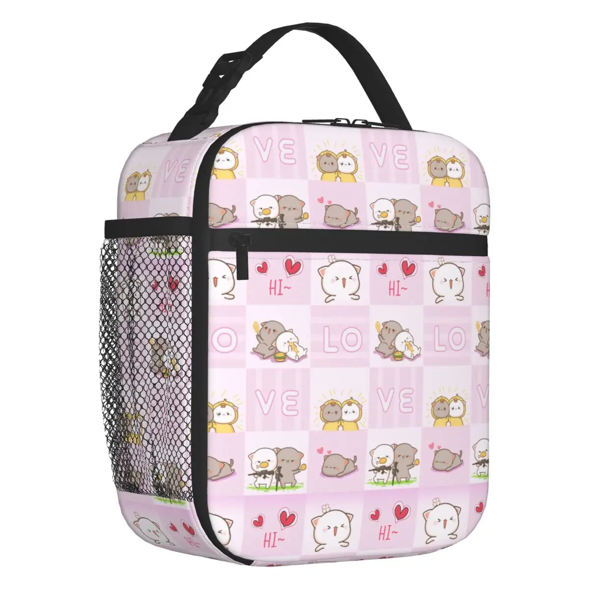 Custom Peach And Goma Portable Lunch Box  Multifunction Cartoon Mochi Cat Cooler Thermal Food Insulated Lunch Bag Kids School