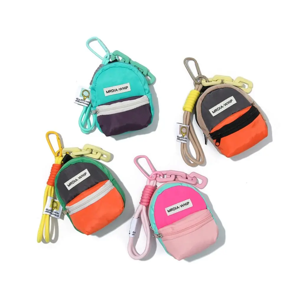 Kawaii Macaron Color Mini Coin Purse Backpack Pendant Anti Loss Key Chain Wallet Multifunctional Durable Earphone Bag Portable