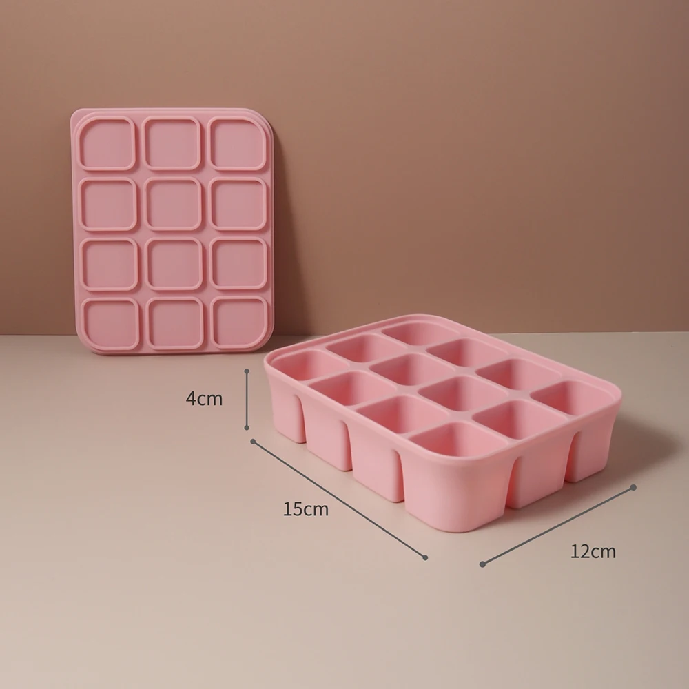 Baby-Eiswürfelform aus Silikon mit Deckeln, flexible Eisformen für Getränke, Baby-Nahrungsaufbewahrungsform, BPA-frei