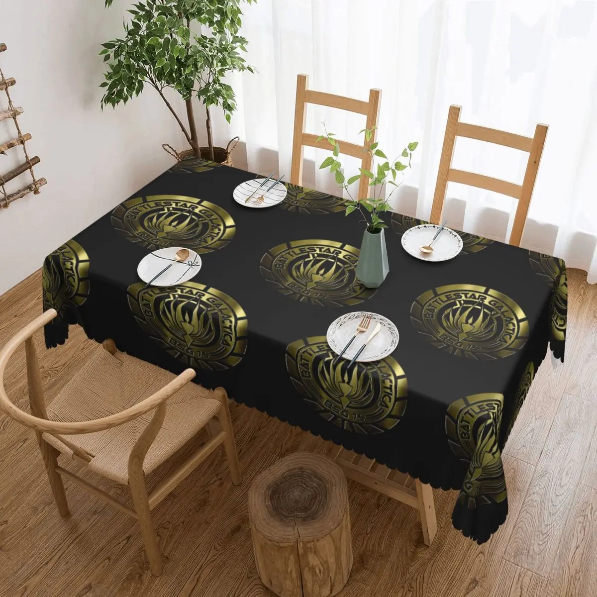 Battlestar Galactica Crest (Metal) Custom Rectangular Tablecloth Oilproof Table Cover for Dining Events Table Cloth