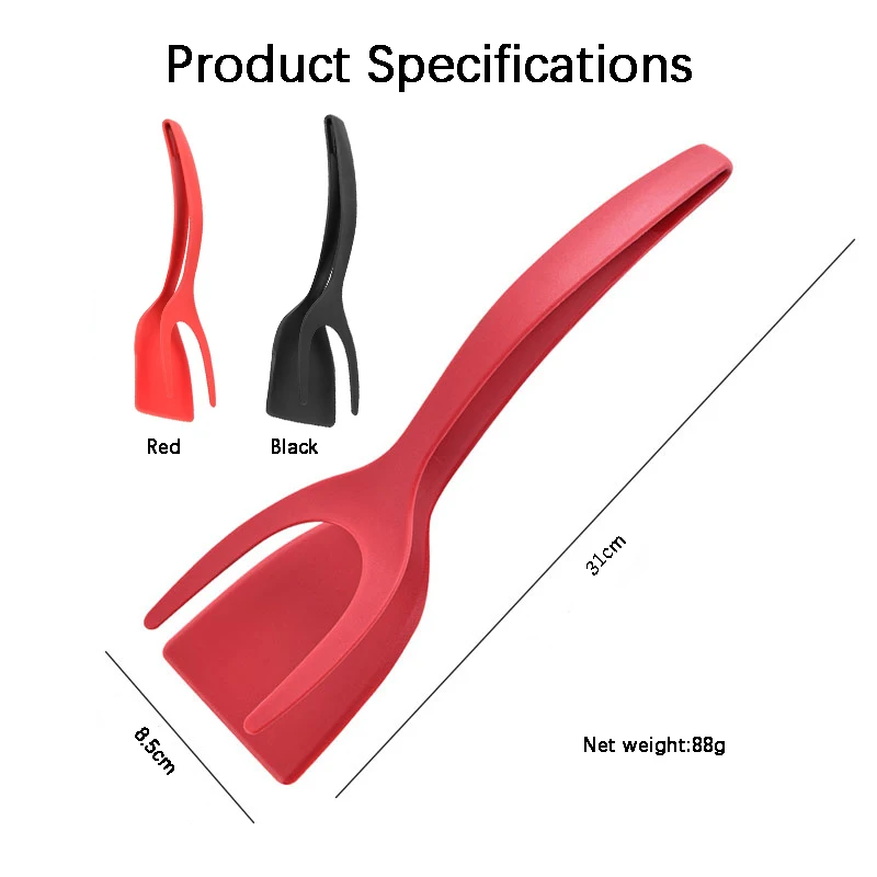 Spatule en Nylon 2 en 1 pour frire les œufs, cuisson du pain, des crêpes, du Steak, la friture en profondeur, rend la cuisine plus facile avec des outils de cuisine, 1 pièce
