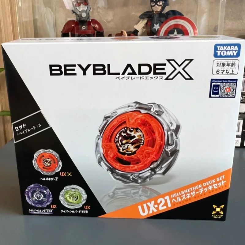 Новый оригинальный набор Beyblade X Ux 21 Hellsnether Deck Set, набор для кастомизации волчика, японская версия, боевой волчок Silver Wolf.