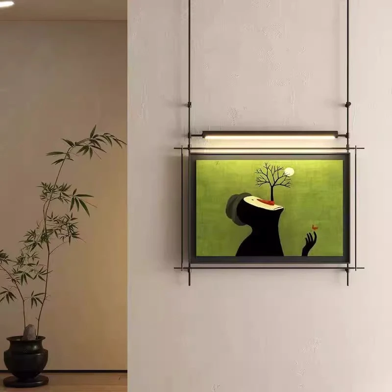 French Chinese style small and fresh wall hanging, the background of the sales office is a pole decorative painting
