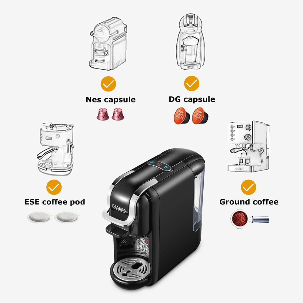 Kaffee Maschine Cafetera Heißer/Kalt 4in1 Mehrere Kapsel 19Bar DolceGusto-Milch & Nexpresso Kapsel ESE pod Boden kaffee H2A