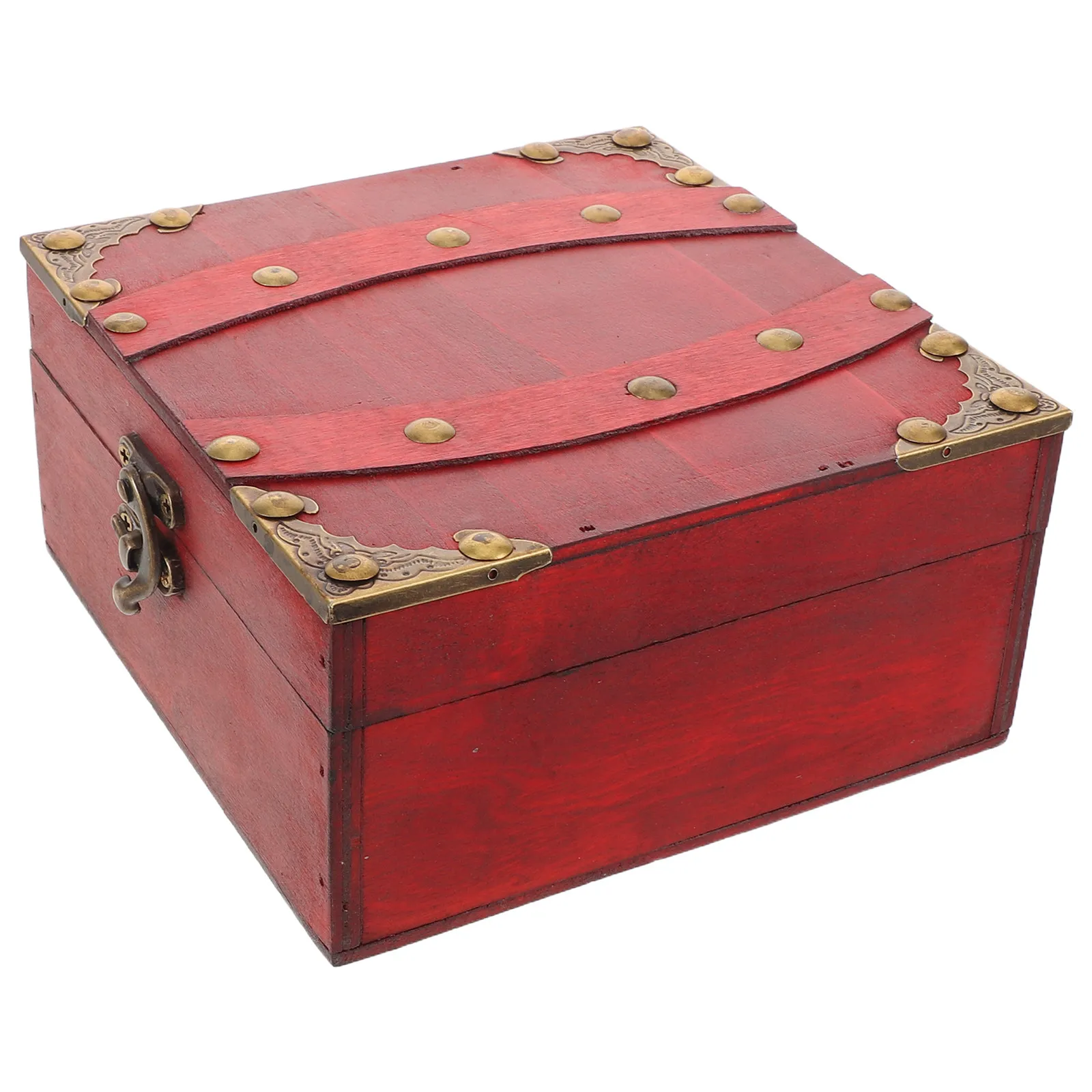 

Винтажный деревянный сундук для сокровищ, красная декоративная коробка, органайзер для украшений, многофункциональный ретро-ящик для хранения для дома и офиса