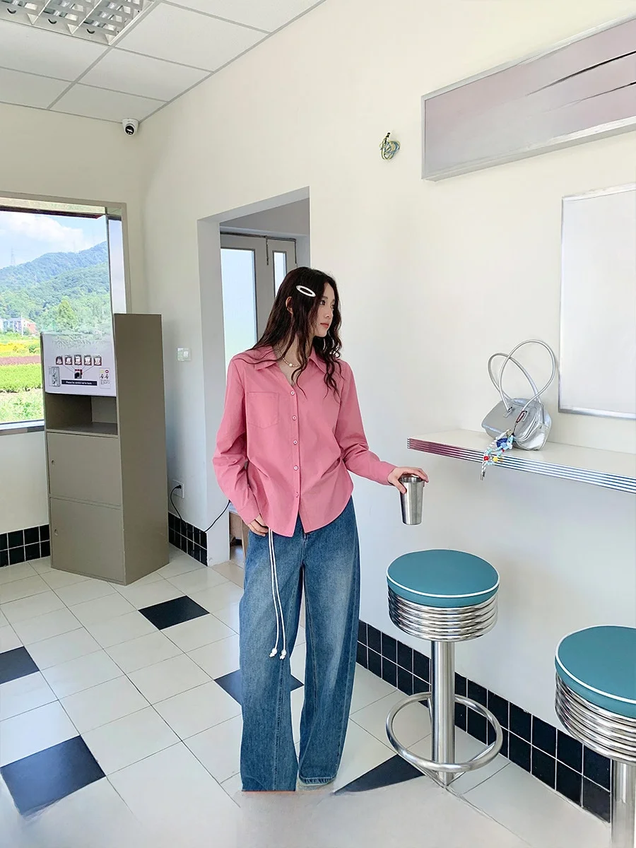 

Свободные джинсы с высокой талией синего цвета для женщин больших размеров, осенние, модные, уличные, повседневные, длинные брюки от Li Xiaoa