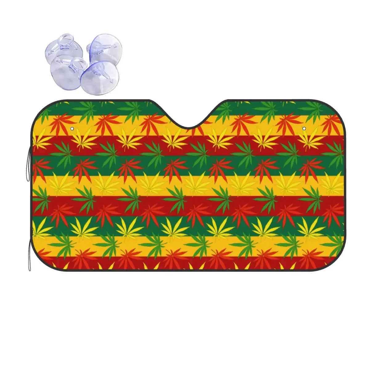 Maple Leaf Rasta Sunshade Windscreen Reggae Rastafarian Jamaica Creative Car Front Windshield 76x140cm Sun Visor Car-styling