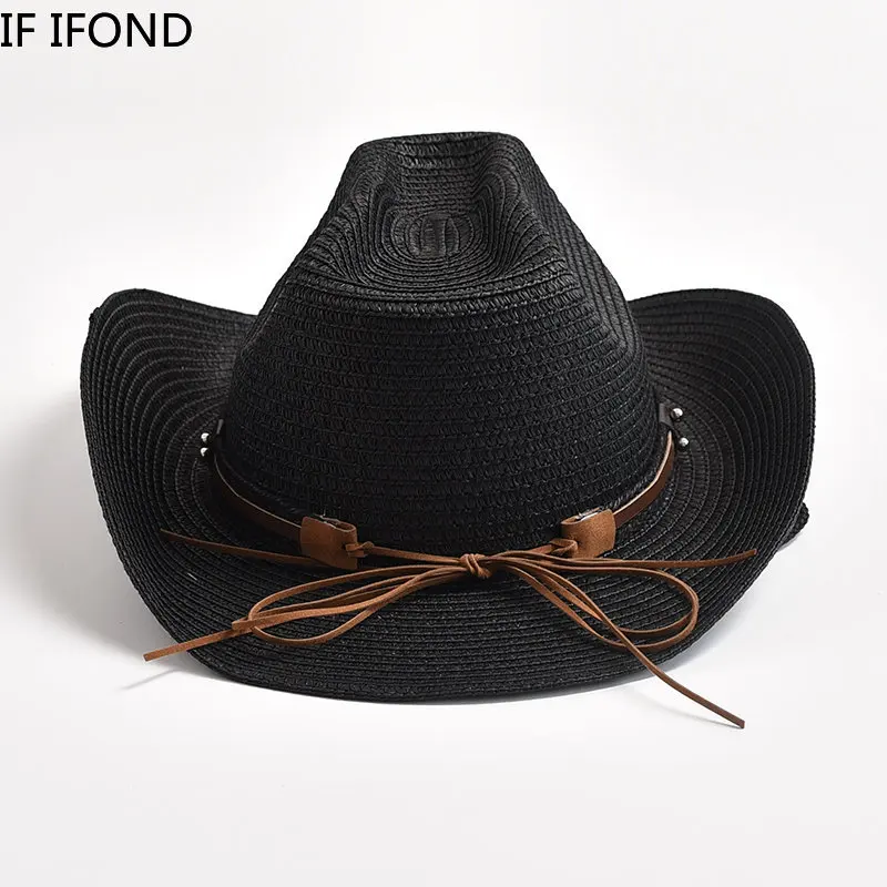 New Summer Straw Hats for Men Women Western Cowboy Hat Outdoors Beach Sun Hats Cowgirl Jazz Caps Sombrero Hombre