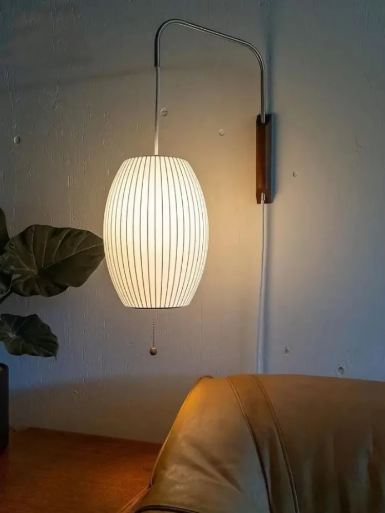 

Italian minimalist design silk wall lamp LED E27 flying saucer wall mounted home bedroom bedside study corridor wall lamp