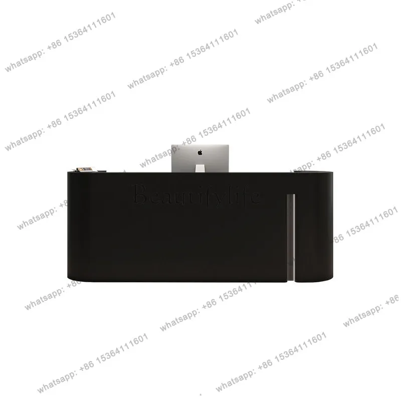 Best Sellers French Curved Cashier Counter Simple Modern Clothing Store Hair Salon Black Reception Desk Premium Office Furniture