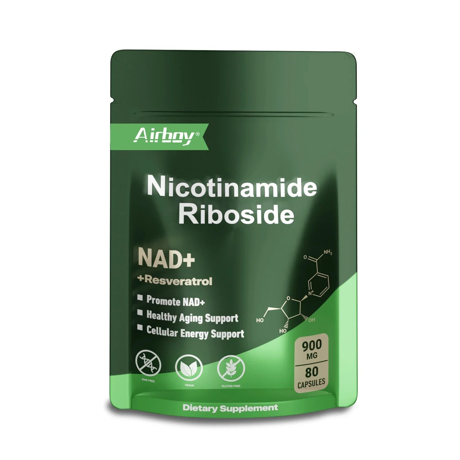 

Добавка NAD+ — способствует здоровью старения, ремонту клеток и общую жизненную силу — капсулы липосакво- никотинамида и ребосила.