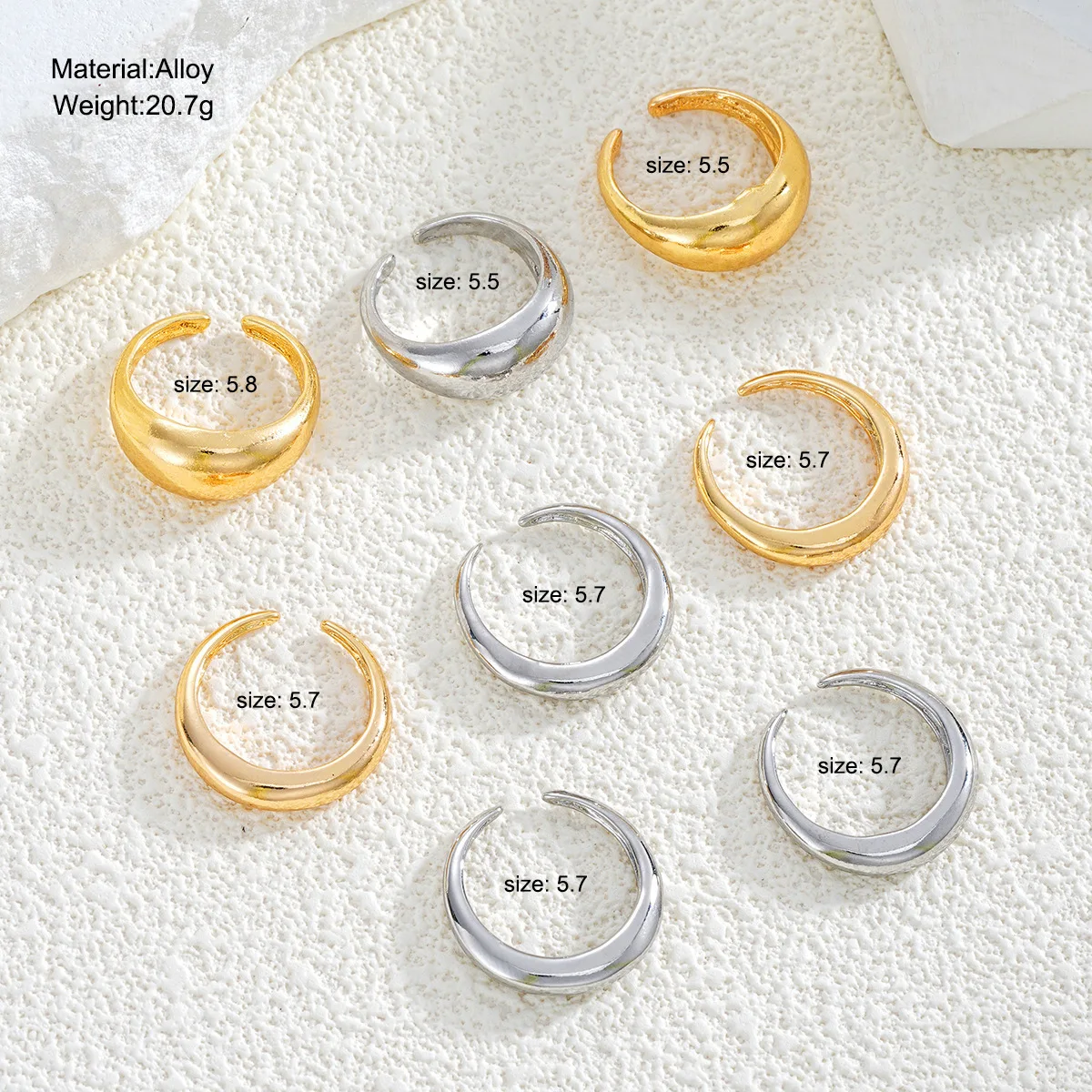 1set Hot Selling Instagram Style Fashionable Personalized high-end Sense Ring Simplicity Niche Opening Adjustable Ring Wholesale