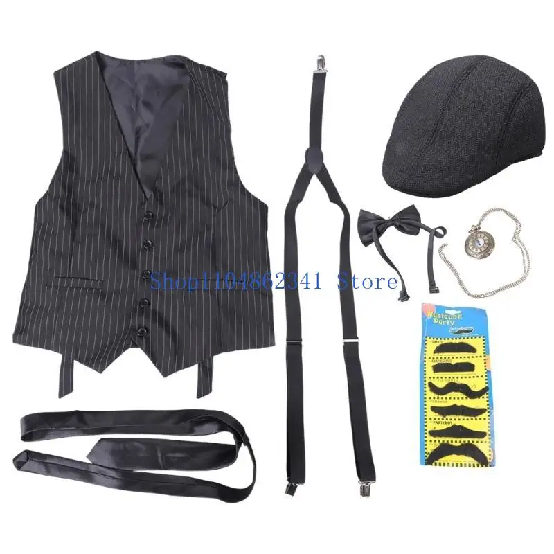 5asd 1920s Mens Costume,Roaring 20s Costumes Accessories Halloween Cosplay Costume