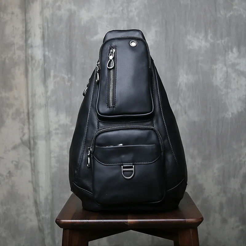 Tactical-Grade Top-Grain Leather Mens Messenger Bag Anti-Theft Crossbody Sling Pack Multi-Compartment Business Travel