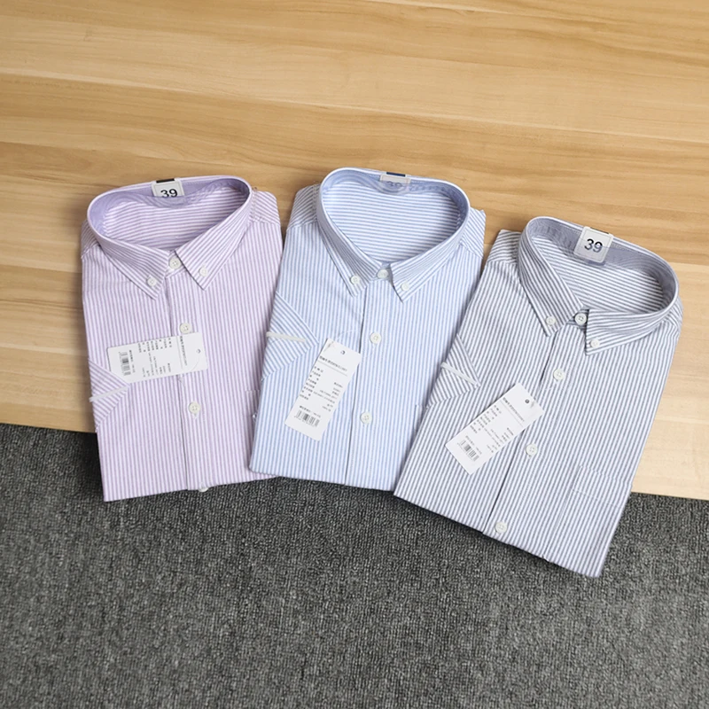 قماش الثور القطني الفاخر ort Sve irt قماش مصمم للصيف Busin كاجوال مخطط للرجال irt ركاب متعدد الاستخدامات