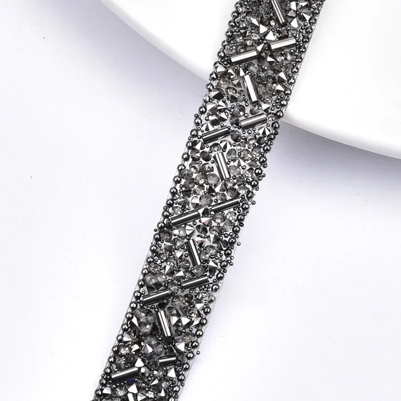5/10yards Geometric Glass Rhinestone Trim Hot Fix Crystal Tape Trimming for DIY Clothing Belt Shoes Bag Decoration Accessories