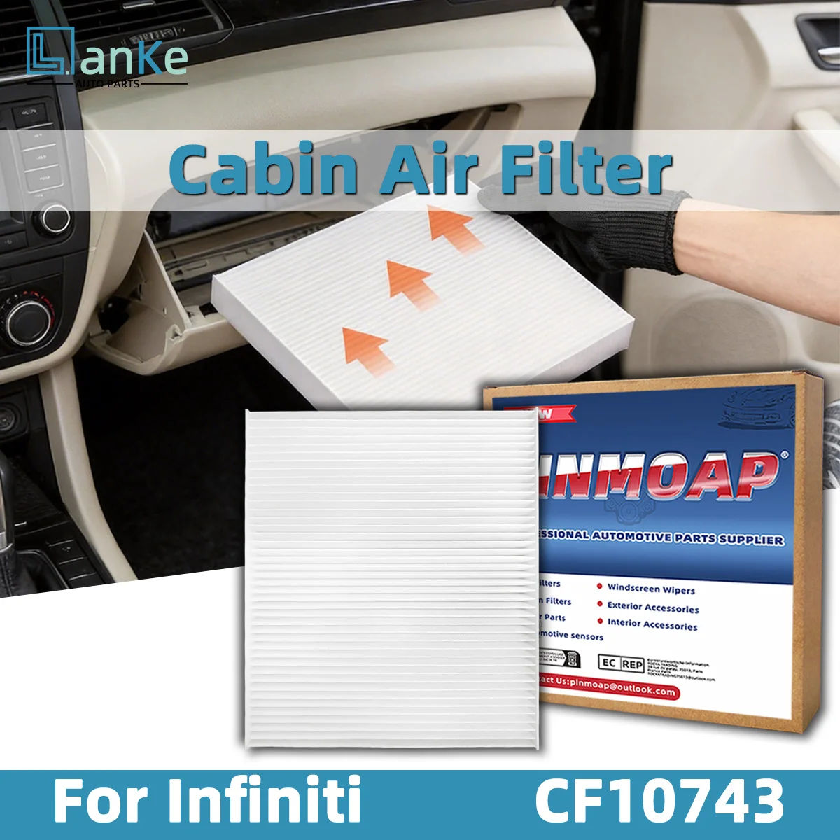Lanke Car Cabin Air Filter Replacement Insert Media Dust Filtration Fresh For Comfortable Drive CF10743 B7277-EG01A, B727A-79925