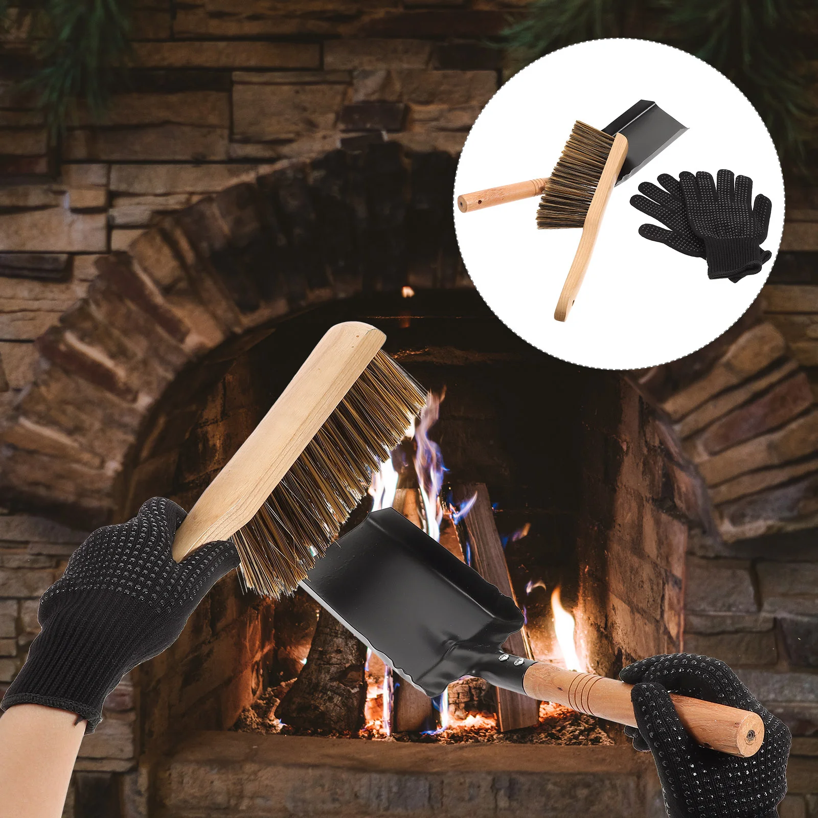 Limpieza Chimenea Estufa Ceniza Kit Coals Scoop Guantes para el hogar