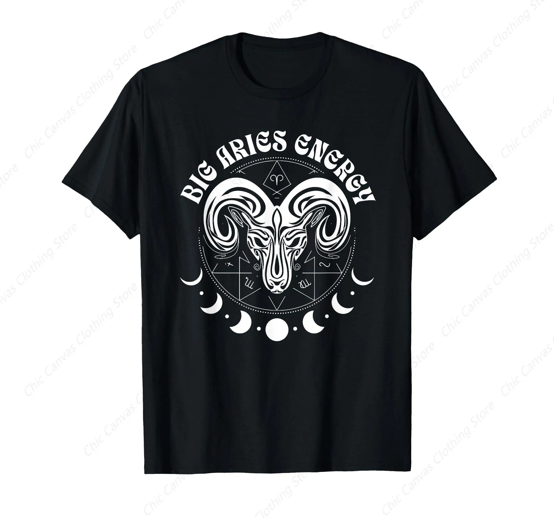 

Aries Energy Astrology Twelve Constellations T-shirt Black Men and Women Casual Cotton Clothes